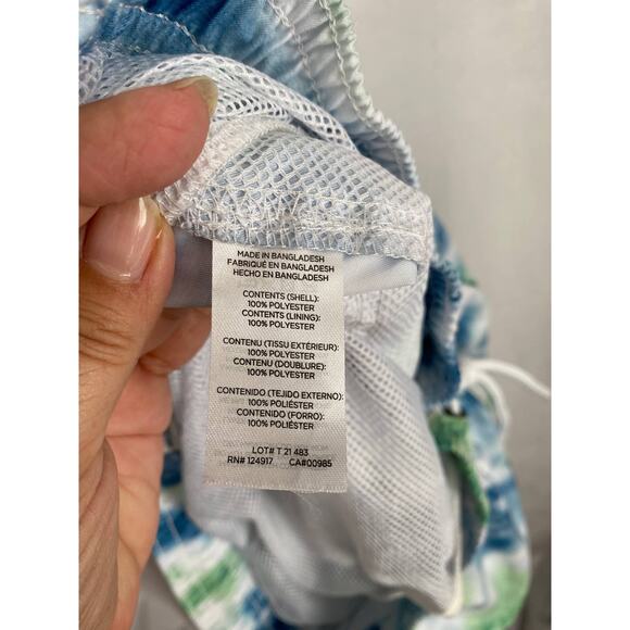 Blue and Green Tie-Dye Swim Trunks - Picture 6 of 7